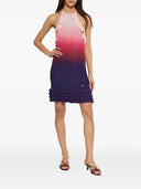 Casablanca High Neck Mini Dress With Ruffles