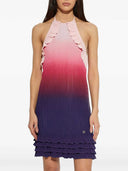 Casablanca High Neck Mini Dress With Ruffles