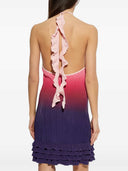 Casablanca High Neck Mini Dress With Ruffles