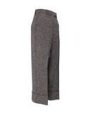 Thom Browne High Waisted Wide Leg Trouser In Solid Donegal Tweed