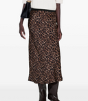 Anine Bing Printed Bar Silk Skirt Black And Brown Leopard