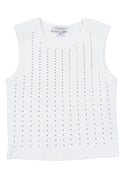 Twin Set Girl Top In Jersey A Costina Con Dettaglio Borchiette