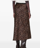 Anine Bing Printed Bar Silk Skirt Black And Brown Leopard