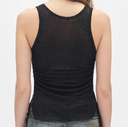 Ann Demeulemeester Mara Wrinkled Cropped Tank Top Jacquard Wool Jerse