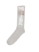 Palm Angels Flames Jacquard Socks Grey Melange Red