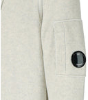 C.P. Company White Melange Hooded Sweater