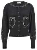 Mo5 Ch1 No Jeans Contrast Embroidery Cardigan