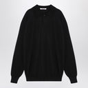 Auralee Black Wool Blend Polo Jumper