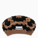 Cappello all'uncinetto Ganni Black/Hazelnut