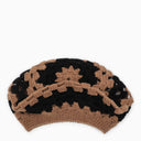Cappello all'uncinetto Ganni Black/Hazelnut