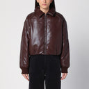 Agolde Brown Faux Leather Bomber Jacket