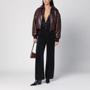 Agolde Brown Faux Leather Bomber Jacket