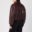 Agolde Brown Faux Leather Bomber Jacket