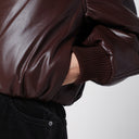 Agolde Brown Faux Leather Bomber Jacket