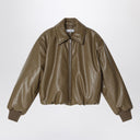 Acné Studios Caki Green Faux Leater Bomber con cremallera