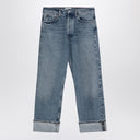 Agolde Light Blue Fran Jeans In Organic Denim With Turn Ups