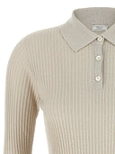 Peserico lurex żebrowana koszula polo