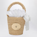 Patou White Straw Bucket With Logo