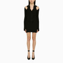 Andreādamo Black Ribbed Mini Dress With Cut Out