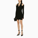 Andreādamo Black Ribbed Mini Dress With Cut Out
