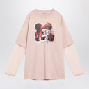 Acne Studios Pink Violet Layered T Shirt With Print