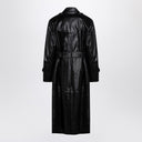 Sportmax zwarte trench jas in semi glanzend nappa leer