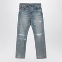Amiri Straight Jeans With Rips Antique Indigo