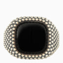 NOVE25 Chevalier Quadrato Puntinato con Pietra Onyx Ring