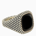 NOVE25 Chevalier Quadrato Puntinato con Pietra Onyx Ring