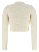 Self Portrait 'Cream Textured Knit' Cardigan