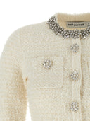 Self Portrait 'Cream Textured Knit' Cardigan