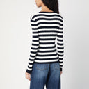 Roberto Collina Navy Blue/Ecru Striped Sweater In Cotton