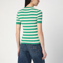Roberto Collina Green/Ivory Striped Sweater In Cotton