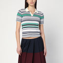 Roberto Collina Striped Polo Shirt In Cotton Blend