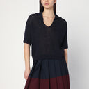 Roberto Collina Navy Blue Knitted Polo Shirt In Cotton Blend