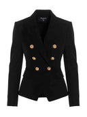 Chaqueta de blazer de pecho doble Balmain con botones del logotipo
