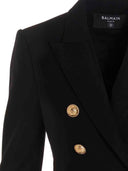 Chaqueta de blazer de pecho doble Balmain con botones del logotipo