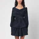 Patou Black Blue Crossover Blouse