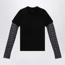 Givenchy Overlapping Black T Shirt In Cotton And Lace