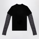 Givenchy Overlapping Black T Shirt In Cotton And Lace