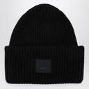 Acne Studios Cappucce di lana nera con logo