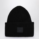 Acne Studios Cappucce di lana nera con logo