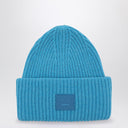 Acne Studios Turquoise Mélange Wool Cap With Logo