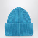 Acne Studios Turquoise Mélange Wool Cap With Logo
