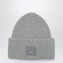 Acne Studios Light Grey Mélange Wool Cap With Logo