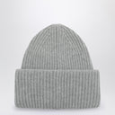 Acne Studios Light Grey Mélange Wool Cap With Logo
