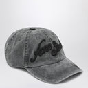Acne Studios Washed Out Black Baseball Cap With Logo Embroidery