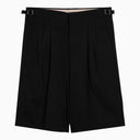 Pt Torino Black Wool Bermuda Shorts With Darts