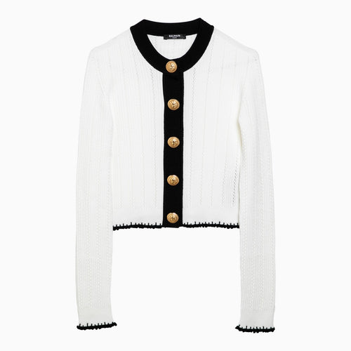 Balmain Black/White Viscose Buttoned Cardigan