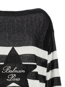 Balmain logo broderi stripet genser